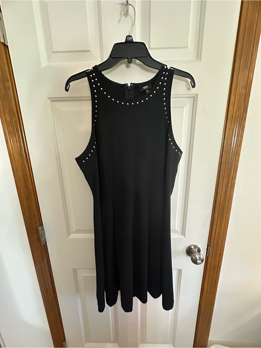 Black Sleeveless Mini Dress with Stud Trim